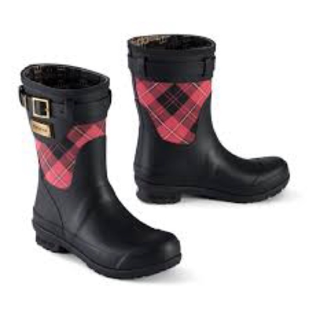 Pendleton Heritage Cunningham size 10 red black plaid scarlet rain boots